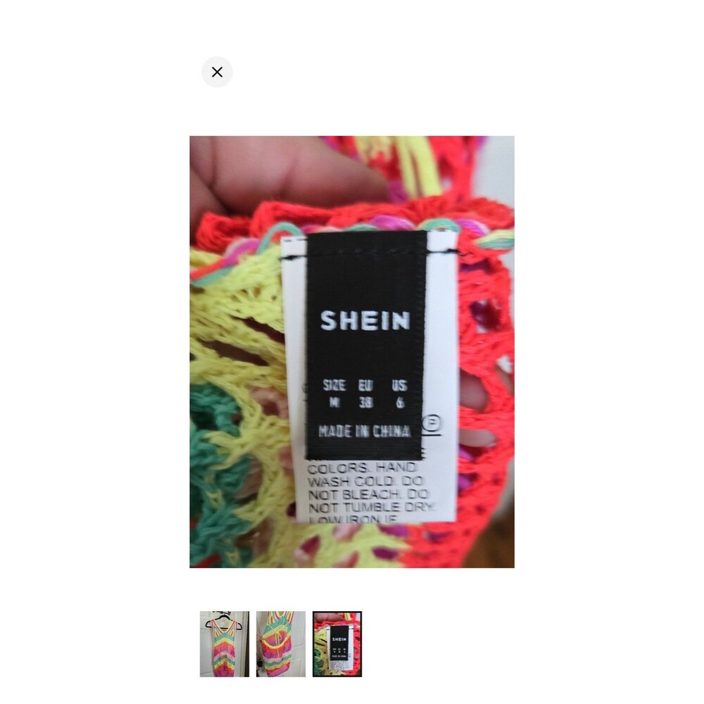 SHEIN Women’s Multicolor Striped Crochet Lightweight Swim Cover Up Size M - Picture 3 of 3